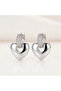 Non-Tarnish Steel Zircon Stone Heart Earrings - Gift Boxed - 4