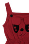 Girl's Red Black Cat Eye Printed Jumpsuit with Elastic Waistband and Straps - 3