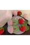 Set of 4 Red Strawberry Pink Buckles - Hand Knitted - 2