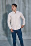 Bej Haki̇m Collar Lycra Linen Cotton Slim Fit Shirt - 2