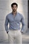 Oxford Fabric Lycra Long Sleeve Shirt - Smoked - 6