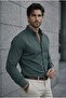 Lycra Regular Fit Breathable Classic Men's Oxford Shirt - Pine Green - 4