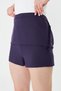 Shorts Skirt Women's Skirt with Shorts Mini Metal Buckle Belted Side Zipper Purple Plum Fabric - 6