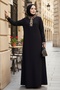 Leopard Detailed Half Zipper Dress 1564 - Black - 2