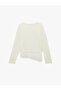 Modal Blend Lace Detailed V-Neck Long Sleeve Asymmetrical T-Shirt - 5
