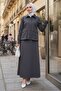 Bellows Pocket Shirt Skirt Double Set 1551 - Anthracite - 4