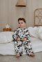 Panda Patterned Children's Pajama Set with Collar Detail - 2