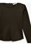 Ribbed Zipper Long Sleeve Crew Neck Peplum T-Shirt - 5