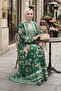 Turel Half Button Woven Viscose Dress 1502 - Green - 4