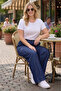 Large Size Summer Elastic Waist Loose Wide Leg High Waisted Jeans - 4