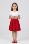 23 April Red Lacing Detailed Buttoned Girl's Skirt (5-16 Years)