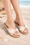Beige Ribbon Women's Non-Slip Sole Daily Slippers - 3