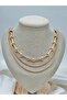 Rose Bead Detailed Multi-Chain Necklace Women's Combination Necklace I Special Boxed - 2