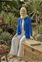 Collar-Closed Natural Linen Fabric Loose-Fit Comfortable Cut Shirt Cobalt Bluemavi̇si̇ - 2