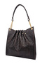 Brown Knitted Patterned Chain Detailed Pleated Women's Shoulder Bag - 2