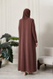 Women's Plus Size Etamine Fabric Abaya Model – Stone Detailed, Tie Belt - 7