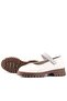Cream Velcro Thick Soled Girls' Plush Ballerina Shoes - 7