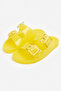 Jelly Pop Transparent Yellow Double Buckle Detail Women's Beach Slippers - 3