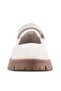 Cream Velcro Thick Soled Girls' Plush Ballerina Shoes - 4