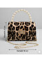 Leopard Print Women's Shoulder and Hand Bag with Pearl Handle - Stylish and Trendy Mini Bag - 3