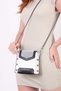 Queen Elizabeth Luna Shine White Color Women's Shoulder Bag with Stone Cover, Staple Detail & Cross Chain Strap - 5
