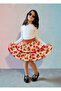 2-10 Years Old Girls' Patterned Ruffle Skirt with Red and Gold Detailing-2Y/92Cm - 2