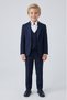Boy's Tuxedo Suit with Vests, Navy Blue Color, Navy Collar Detail