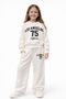 Girl's Tracksuit Set White Sweatshirt Wide-Leg Sweatpants