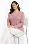 New Pattern Stone Embroidered Round Neck L Stretch Fabric Mother Combed Cotton Blouse 6670 - 5