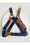 Dog Chest Harness Medium Breed Adjustable Column Cord and Nubuck Leather Navy Blue and Brown - 2