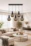 Snowman 5-In-A-Row ✨   Black Body with Smoked Glop Glass ✨ Ceiling Mounted Living Room Chandelier Glass Chandelier ✨   Modern Chandelier Models Lighting Ceiling Lighting Dining Table Top Chandelier Lighting - 3