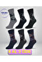 Men's 6-Piece Pack Dark Color Diamond Patterned Cotton Classic Socks Black Anthracite Gray Navy Blue - 2
