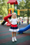 Girl's Layered Cotton Fabric Skirt with Elastic Waist 9284 - 2