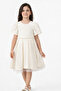 3-8 Years Old Girl's Ecru Embossed Tulle Detailed Dress-6/7 Y