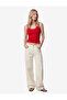 Cotton Slim Fit Stitched Detail U-Neck Halter Neck Ribbed Undershirt - 2