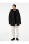 Long Sleeve Faux Fur Hooded Parka with Flap Pockets - 2