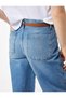 High Waist Cotton Belt Detailed Pocketed Short Wide Leg Jean Trousers - Wide Leg Jeans - 3