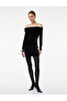 Slim Fit Long Sleeve Off-The-Shoulder Madonna Collar Mini Velvet Dress