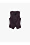 Slim Fit Crew Neck Buttoned Patterned Vest - 3