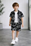 Boy's Patterned Shorts and Shirt Set Summer - 2