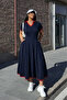 Women's V-Neck Short Sleeve Pocket Long Loose Summer Dress - 4