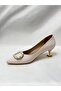 Ll2723 satin material special imported buckle special design galvanized taper heel shoe beige - 4