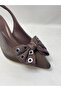 Ll2728 Satin Material, Special Design with Trockle Butterfly Bow, Galvanized Heel, Brown Shoes - 6