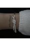 Silver Color Zircon Stone Branded Model Handcuff Bracelet - 2
