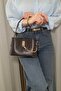 Women's Coffee Chain Accessory Detailed Hand and Shoulder Bag - Adjustable Long Strap, Daily Bag - 3