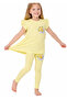 Girl's Love Written Double-Sided Daisy Patterned Yellow Color Capri Two-Piece Set - 2