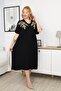 Plus Size Dress with Embroidered Collar Detail - 4