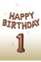 Brown Happy Birthday Foil Balloon - Brown Number Foil Balloon 1 Year Old