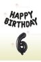 Black Color Happy Birthday Foil Balloon - Black Color Number Balloon 1 Year Old