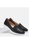 Large Size Women's Genuine Leather Padded Shoes 41-42-43-44 Black Leather - 3
